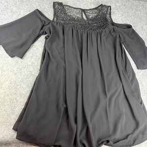 Women's Heart Soul Plus‎ Black Lace Cold Shoulder Dress LBD 1X XL